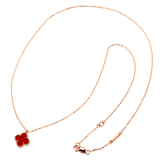 ヴァンクリーフ＆アーペル スウィート アルハンブラ ペンダント ピンクゴールド/レッド 中古 サブカット 2枚目