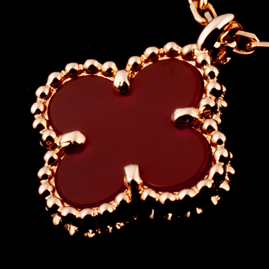 ヴァンクリーフ＆アーペル スウィート アルハンブラ ペンダント ピンクゴールド/レッド 中古 サブカット 4枚目