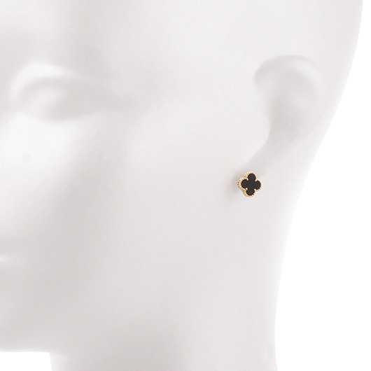 ヴァンクリーフ＆アーペル スウィートハート アルハンブラ ピアス イエローゴールド/ブラック 中古 サブカット 1枚目