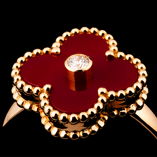 ヴァンクリーフ＆アーペル ヴィンテージ アルハンブラ リング イエローゴールド/レッド 中古 サブカット 4枚目