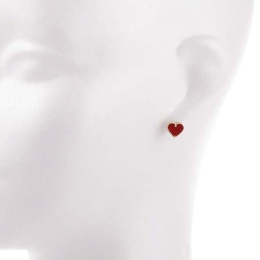 ヴァンクリーフ＆アーペル スウィートハート アルハンブラ ピアス ピンクゴールド/カーネリアン 中古 サブカット 1枚目