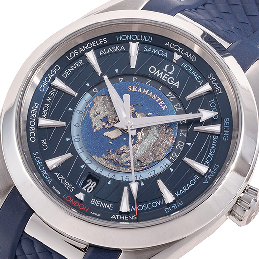 オメガ シーマスター アクアテラ GMT ワールドタイマー 220.12.43.22.03.001 ブルー 中古 サブカット 1枚目