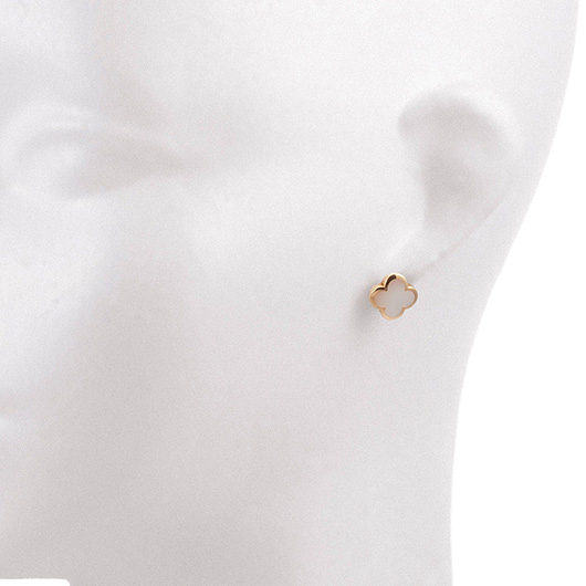 ヴァンクリーフ＆アーペル ピュア アルハンブラ ピアス イエローゴールド/ホワイト 中古 サブカット 1枚目