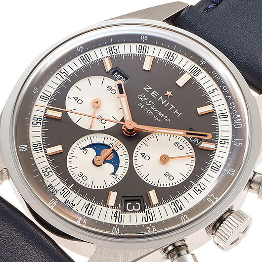 ゼニス クロノマスター オリジナル トリプルカレンダー 03.3400.3610/39.C910 グレー/シルバー 中古 サブカット 1枚目