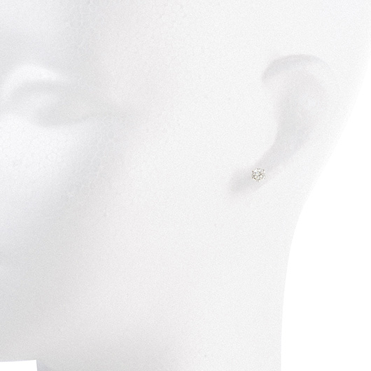 ノーブランド 一粒 ダイヤモンド ピアス 4718870 プラチナ/シルバー 新品 サブカット 1枚目