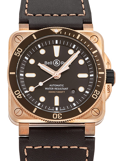 【115950】Bell＆Ross ベル＆ロス  BR0392-D-RD-BR/SCA ダイバーガンディ ブロンズ ブロンズダイヤル レザー/ブロンズ 自動巻き ギャランティーカード 純正ボックス 腕時計 時計 WATCH メンズ 男性 男 紳士