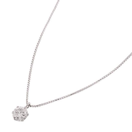 ノーブランド 一粒 ダイヤモンド ネックレス 11275940 プラチナ/シルバー 新品