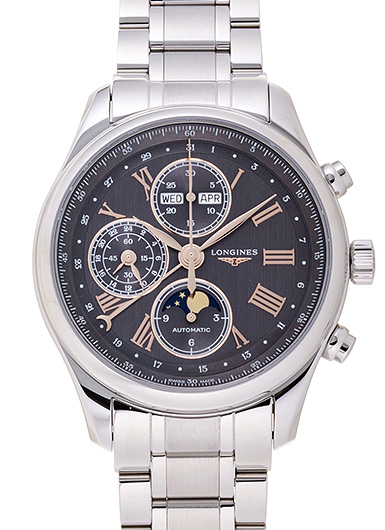 ロンジン マスターコレクション クロノ ムーンフェイズ L2.773.4.61.6 ダークグレイ(アンスラサイト) 新品