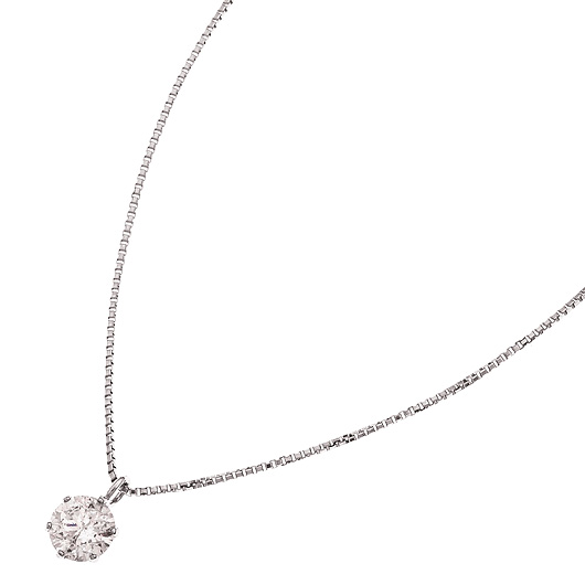 ノーブランド 一粒 ダイヤモンド ネックレス 4647330 プラチナ/シルバー 新品