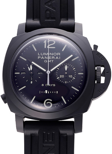 パネライ ルミノール1950 クロノグラフ モノプルサンテ 8デイズ GMT PAM00317 ブラック 中古