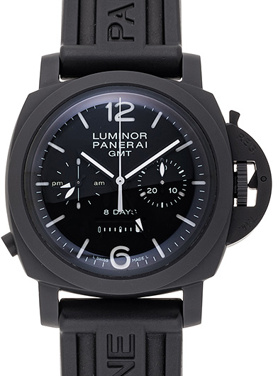 パネライ ルミノール1950 クロノグラフ モノプルサンテ 8デイズ GMT PAM00317 ブラック 中古