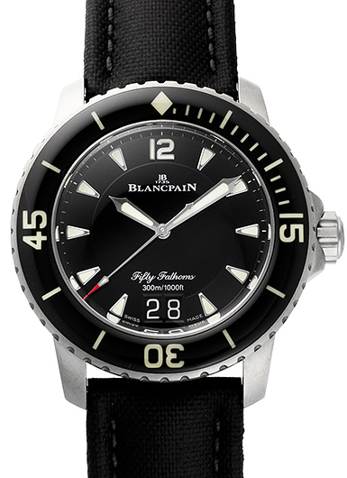 ブランパン フィフティ ファゾムス ラージ デイト 5050-12B30-B52A ブラック 中古
