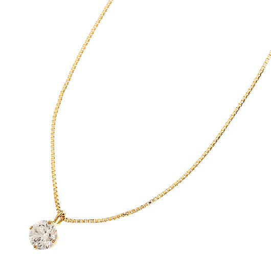 ノーブランド 一粒 ダイヤモンド ネックレス 4280860 イエローゴールド/シルバー 新品