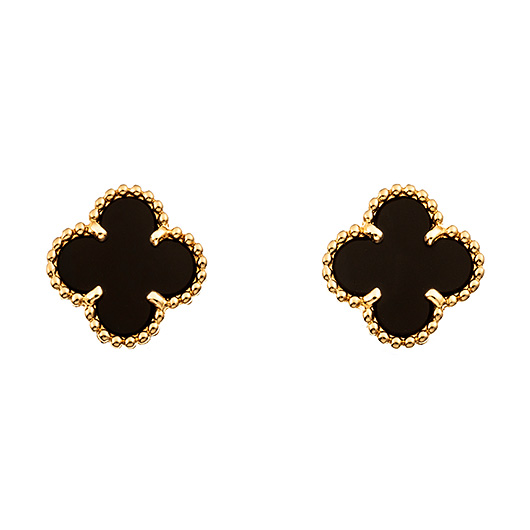 ヴァンクリーフ＆アーペル スウィート アルハンブラ ピアス イエローゴールド/ブラック 中古