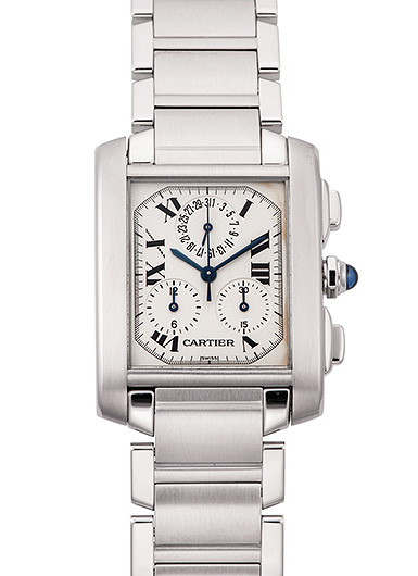 カルティエ タンクフランセーズ クロノ リフレックス W51001Q3 アイボリー 中古