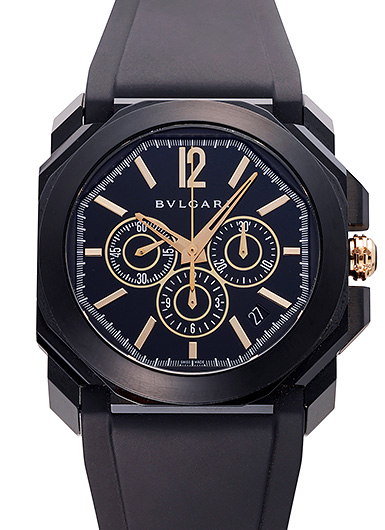 ブルガリ ジャラルド・ジェンタ オクト ウルトラ ネロ クロノグラフ BGO41BBSVDCH ブラック 中古