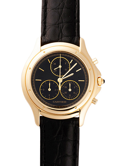 カルティエ パンテール クーガー LM クロノ W3500851 ブラック 中古