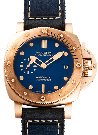 パネライ サブマーシブル ブロンゾ ブルー アビッソ PAM01074 ブルー 中古