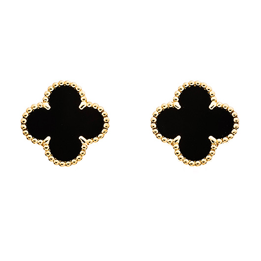 ヴァンクリーフ＆アーペル ヴィンテージ アルハンブラ イヤリング VCARA44200 イエローゴールド/ブラック 中古