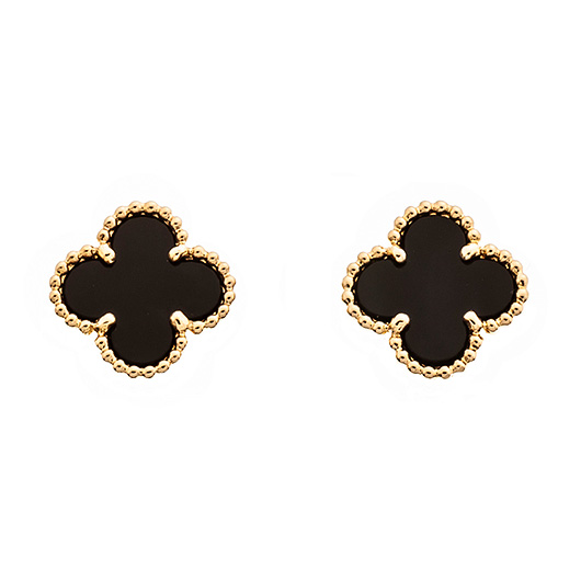 ヴァンクリーフ＆アーペル スウィート アルハンブラ ピアス イエローゴールド/ブラック 中古