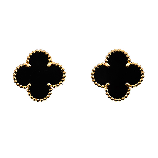 ヴァンクリーフ＆アーペル ヴィンテージ アルハンブラ ピアス VCARA44200 イエローゴールド/ブラック 中古