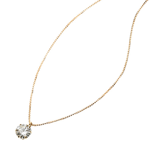 ノーブランド 一粒 ダイヤモンド ネックレス 11100024 イエローゴールド/シルバー 新品