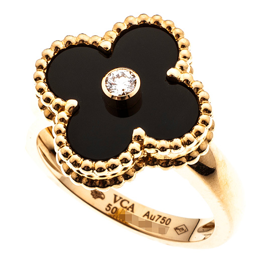 ヴァンクリーフ＆アーペル ヴィンテージ アルハンブラ リング VCARA41050 イエローゴールド/ブラック 中古