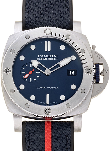 パネライ サブマーシブル クアランタ クアトロ ルナ ロッサ PAM01391 ブルー 中古