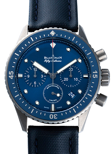 ブランパン フィフティ ファゾムス オーシャン コミットメント バチスカーフ フライバック クロノグラフ 5200-0240-52A ブルー 中古