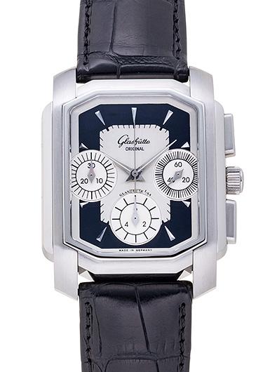 グラスヒュッテオリジナル セネター カレ クロノグラフ 39-31-17-04-04 ブラック 中古