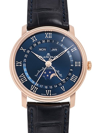 ブランパン ヴィルレ コンプリートカレンダー ムーンフェイズ 6654-3640-55B ブルー 中古