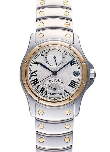 カルティエ サントス ロンド GMT 150周年記念 W20038R3 シルバー 中古