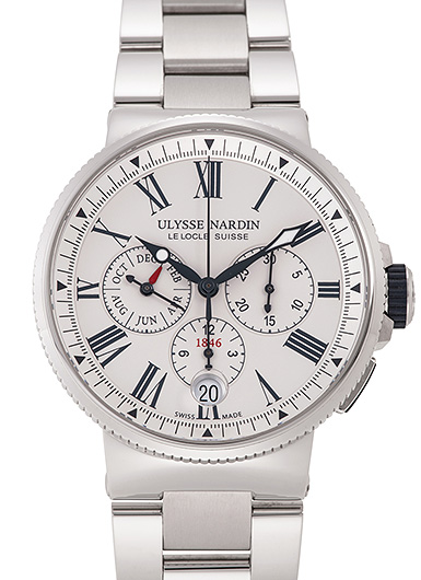 ユリス・ナルダン マリーン クロノグラフ 1533-150/40 ホワイト 中古