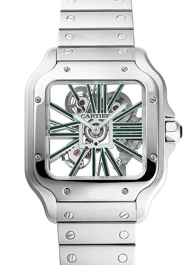 カルティエ サントス ドゥ カルティエ スケルトン ウォッチ WHSA0028 グリーン 中古
