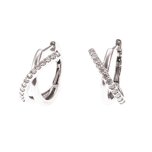 ノーブランド ダイヤモンド フープ ピアス 13100235 プラチナ/シルバー 新品