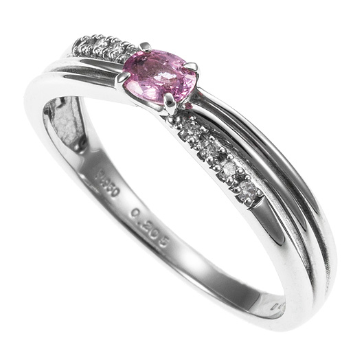 ノーブランド パパラチア サファイヤ リング 42005602 プラチナ/オレンジ・ピンク 新品