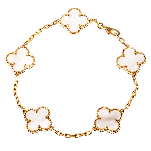 ヴァンクリーフ＆アーペル ヴィンテージ アルハンブラ ブレスレット イエローゴールド/ホワイト 中古