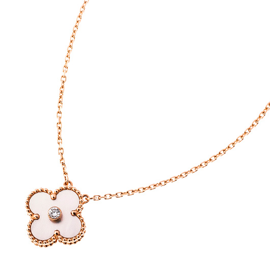 ヴァンクリーフ＆アーペル ヴィンテージ アルハンブラ ペンダント ピンクゴールド/ホワイト 中古