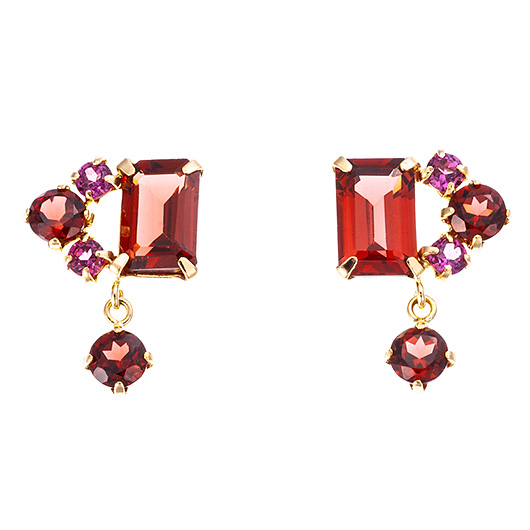 ノーブランド ガーネット ピアス 1455908 ピンクゴールド/レッド 新品