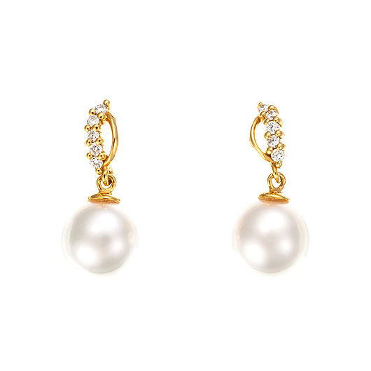 ノーブランド アコヤ真珠 ピアス 1457578 イエローゴールド/ホワイト 新品