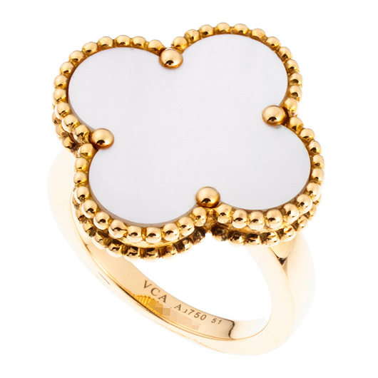 ヴァンクリーフ＆アーペル マジック アルハンブラ リング イエローゴールド/ホワイト 中古