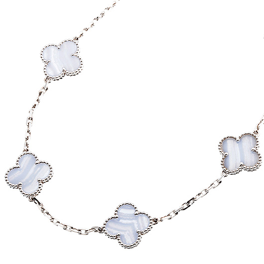 ヴァンクリーフ＆アーペル ヴィンテージ アルハンブラ ネックレス --- ホワイトゴールド/ブルー 中古