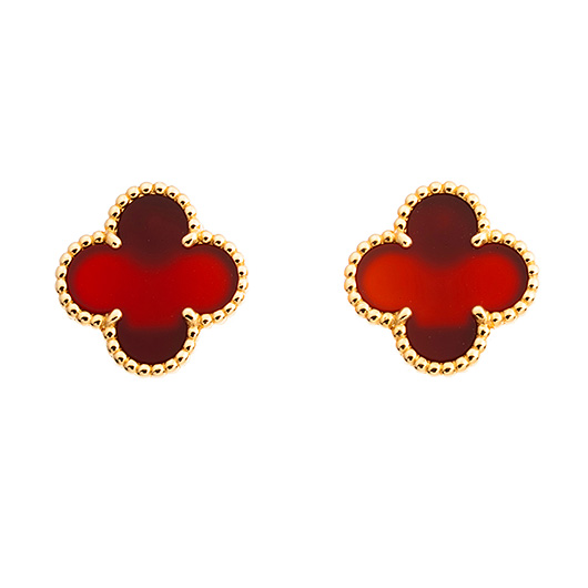 ヴァンクリーフ＆アーペル ヴィンテージ アルハンブラ イヤリング VCARD40400 イエローゴールド/レッド 中古