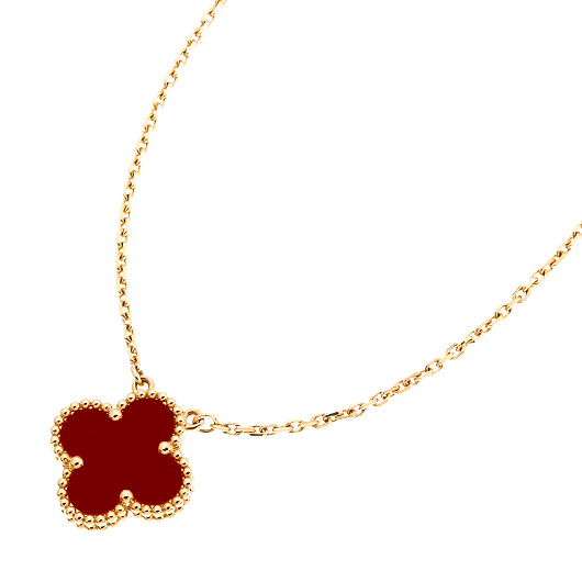 ヴァンクリーフ＆アーペル ヴィンテージ アルハンブラ ペンダント イエローゴールド/レッド 中古