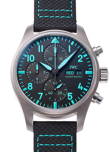 IWC パイロットウォッチ クロノグラフ 41 メルセデス AMG ペトロナス フォーミュラワン チーム IW388108 ブラック/ターコイズ 中古