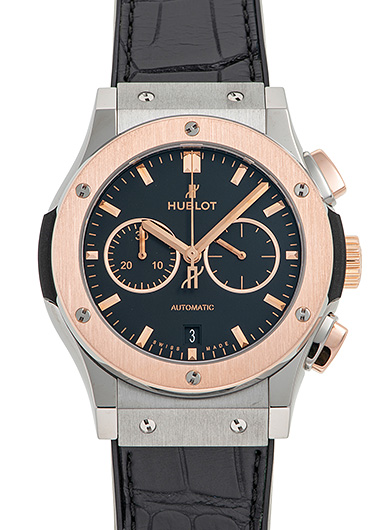 ウブロ クラシック フュージョン クロノグラフ チタニウム キングゴールド 541.NO.1181.LR ブラック 中古