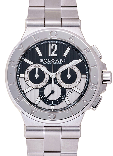 ブルガリ ディアゴノ カリブロ303 DG42BSSDCH ブラック/シルバー 中古