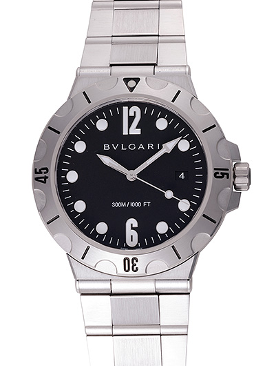 ブルガリ ディアゴノプロフェッショナル スクーバ DP41BSSSD（102323） ブラック 中古