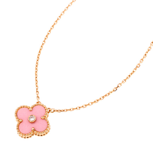 ヴァンクリーフ＆アーペル ヴィンテージ アルハンブラ ペンダント ピンクゴールド/ポンパドールピンク 中古