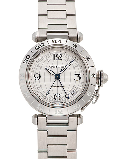 カルティエ パシャC メリディアン W31078M7 シルバー 中古